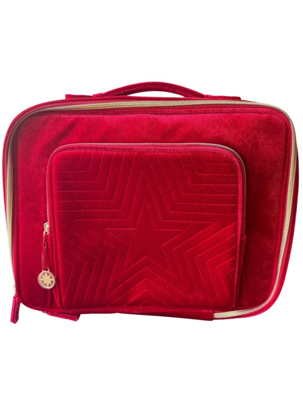 Estee Lauder Train Red Velvet Zip-Around Cosmetic Case w/Top Handle 9" Tall